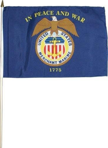 [70381] Merchant Marine 12"x18" Mounted Flag