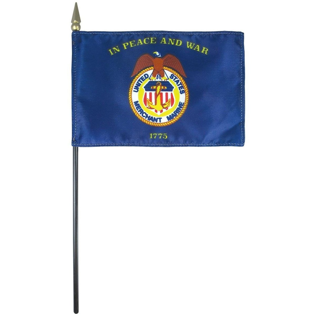 [70380] Merchant Marine 4"x6" Mounted Flag