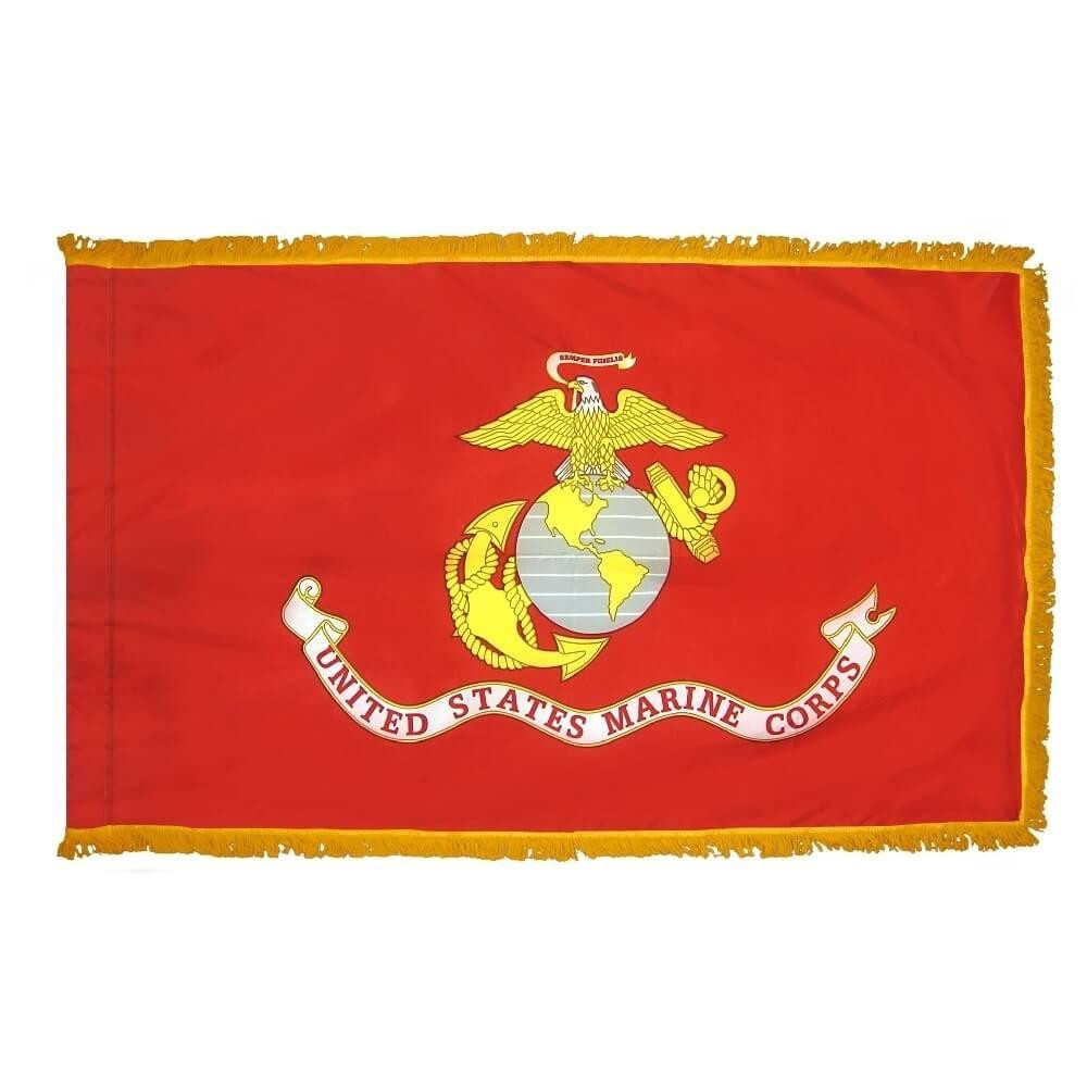 [70065] 3' x 5' Marine Indoor Flag With Pole Hem and Fringe
