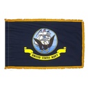3' x 5' Navy Indoor Flag With Pole Hem and Fringe