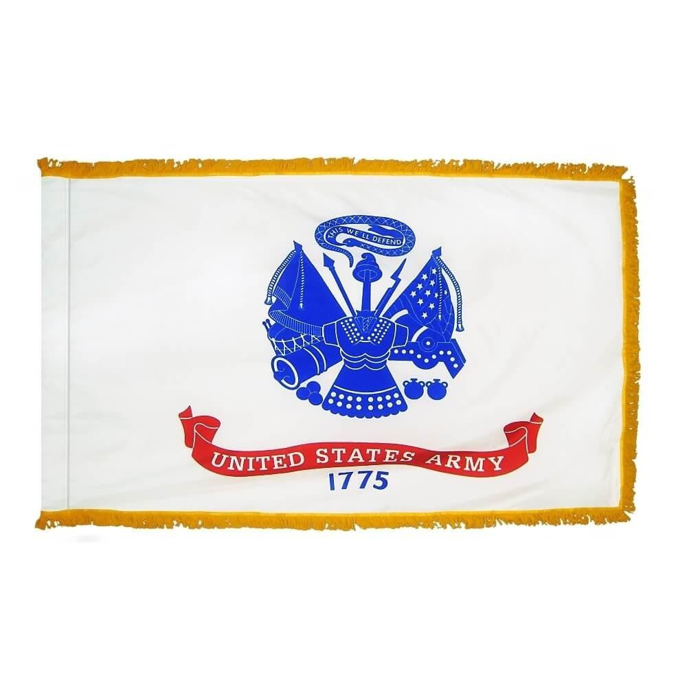 [70063] 3' x 5' Army Indoor Flag With Pole Hem and Fringe
