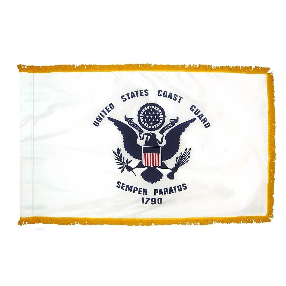 [70064] 3' x 5' Coast Guard Indoor Flag With Pole Hem and Fringe