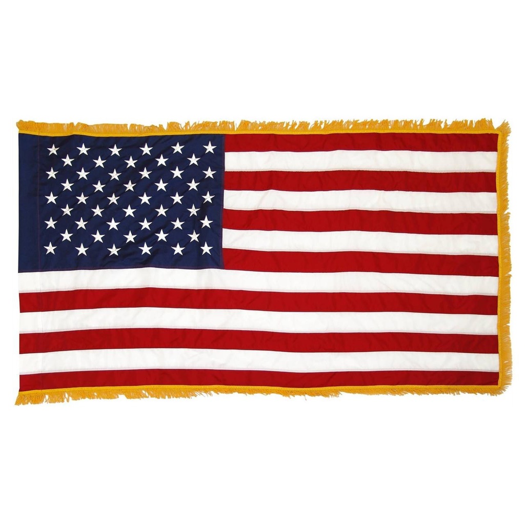 [10176] 2 1/2' x 4' U.S. Nylon Indoor / Parade Flag - Gold Fringed