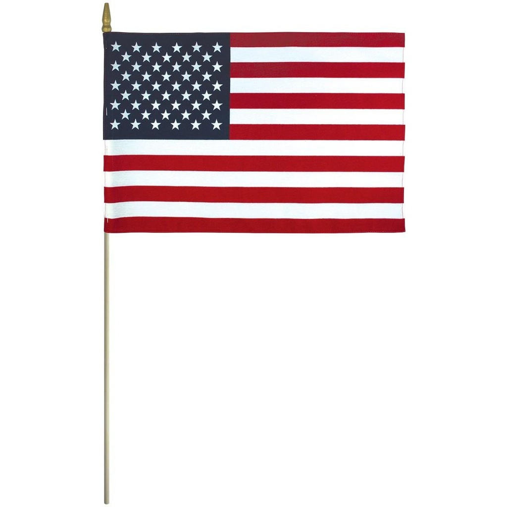 [10208] United States 12" x 18" Poly Cotton Mounted Flag