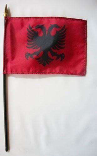 [30061] Albania 4" x 6" Mounted Flags