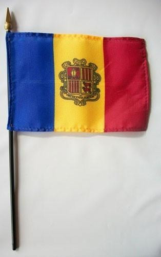 Andorra 4" x 6" Mounted Flags