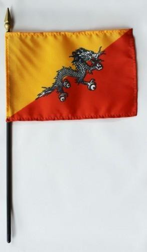Bhutan 4" x 6" Mounted Flags