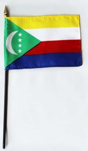Comoros 4" x 6" Mounted Flags