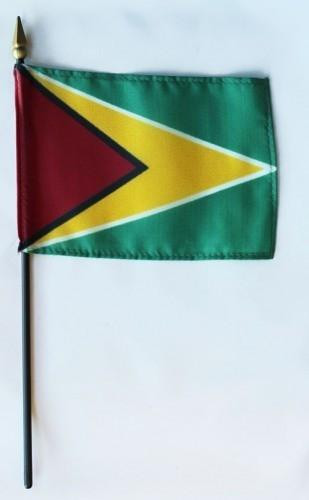 Guyana 4" x 6" Mounted Flags