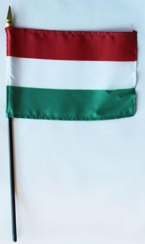 Hungary 4" x 6" Mounted Flags