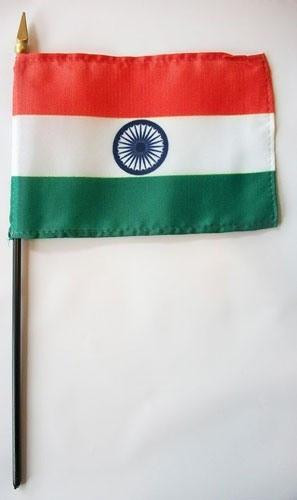 India 4" x 6" Mounted Flags