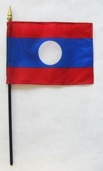 Laos 4" x 6" Mounted Flags
