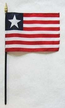 Liberia 4" x 6" Mounted Flags