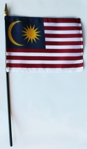 Malaysia 4" x 6" Mounted Flags