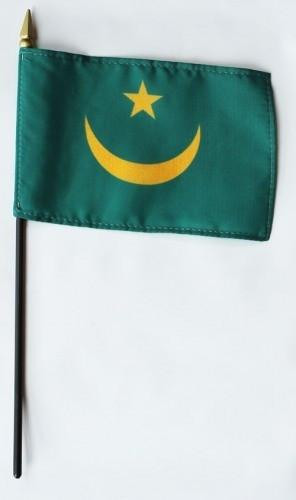 Mauritania 4" x 6" Mounted Flags