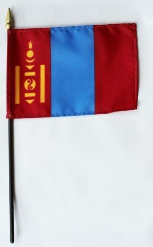 Mongolia 4" x 6" Mounted Flags