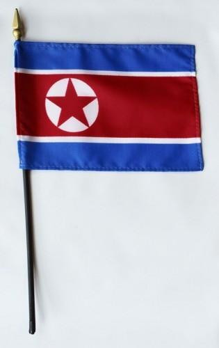 [32285] North Korea 4" x 6" Mounted Flags