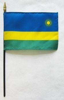 Rwanda 4" x 6" Mounted Flags