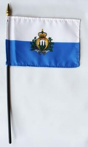 San Marino 4" x 6" Mounted Flags
