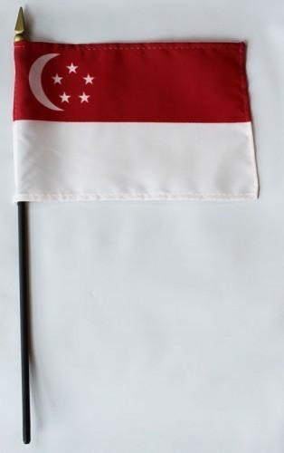 Singapore 4" x 6" Mounted Flags
