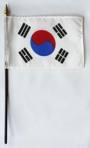 [32302] South Korea 4" x 6" Mounted Flags