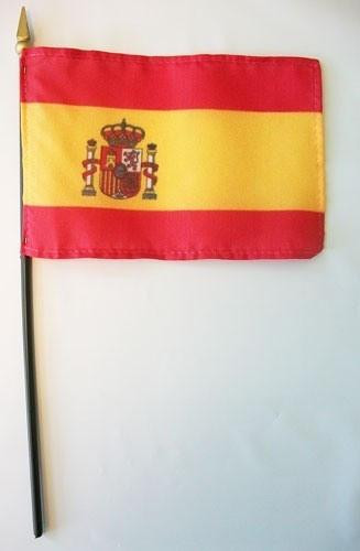 Spain 4" x 6" Mounted Flags