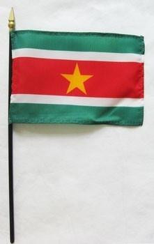 Suriname 4" x 6" Mounted Flags
