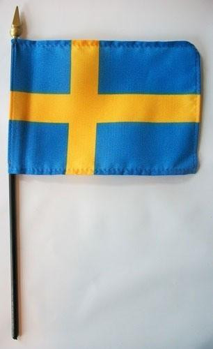 Sweden 4" x 6" Mounted Flags