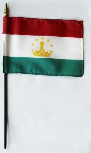 Tajikistan 4" x 6" Mounted Flags