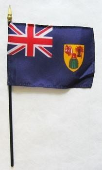 Turks-Caicos 4" x 6" Mounted Flags