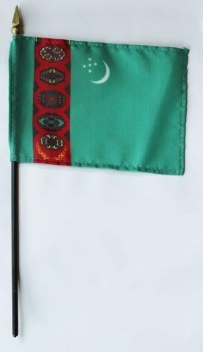 [34204] Turkmenistan 4" x 6" Mounted Flags
