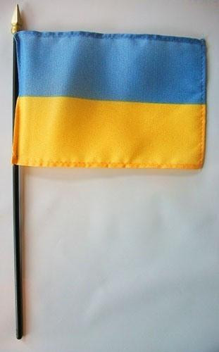 Ukraine 4" x 6" Mounted Flags