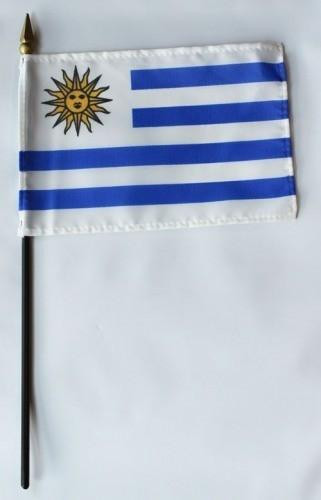 Uruguay 4" x 6" Mounted Flags