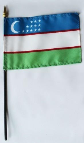 Uzbekistan 4" x 6" Mounted Flags