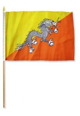 Bhutan 12" x 18" Mounted Flag