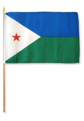 Djibouti 12" x 18" Mounted Flag