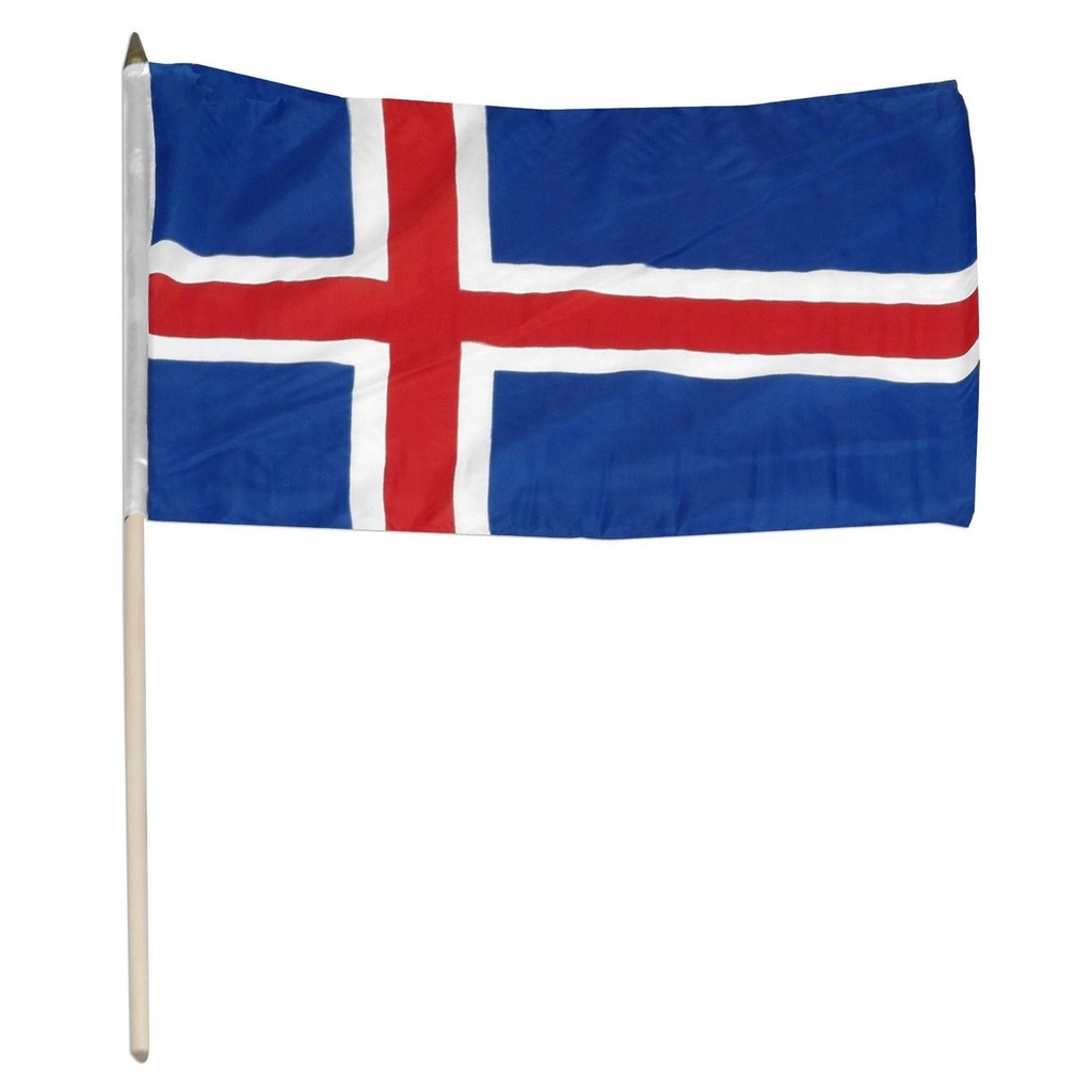 Iceland 12" x 18" Mounted Flag
