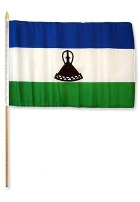 Lesotho 12" x 18" Mounted Flag