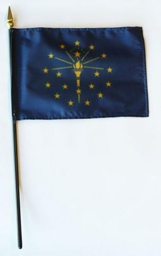 Indiana 4" x 6" Mounted Flags