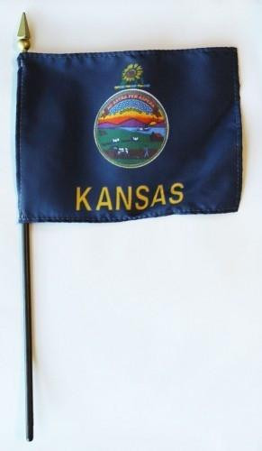 [20555] Kansas 4" x 6" Mounted Flags