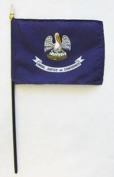Louisiana 4" x 6" Mounted Flags