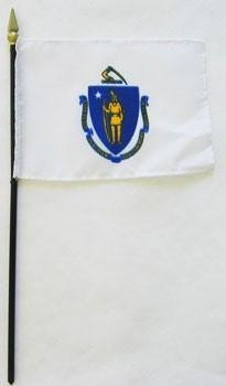 [20740] Massachusetts 4" x 6" Mounted Flags