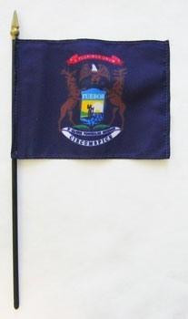 [20777] Michigan 4" x 6" Mounted Flags