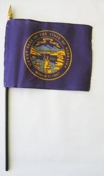 Nebraska 4" x 6" Mounted Flags