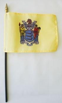 New Jersey 4" x 6" Mounted Flags