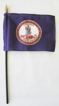 [21670] Virginia 4" x 6" Mounted Flags