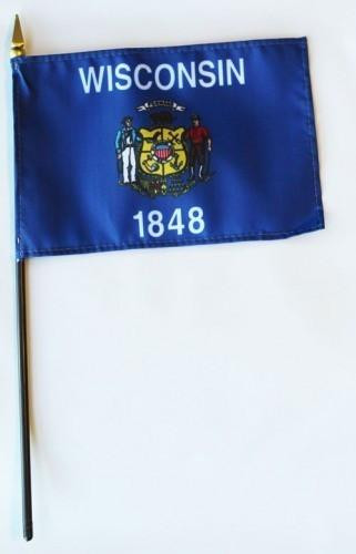 [21781] Wisconsin 4" x 6" Mounted Flags